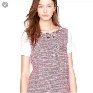 J Crew Tweed Front Tee Sz M